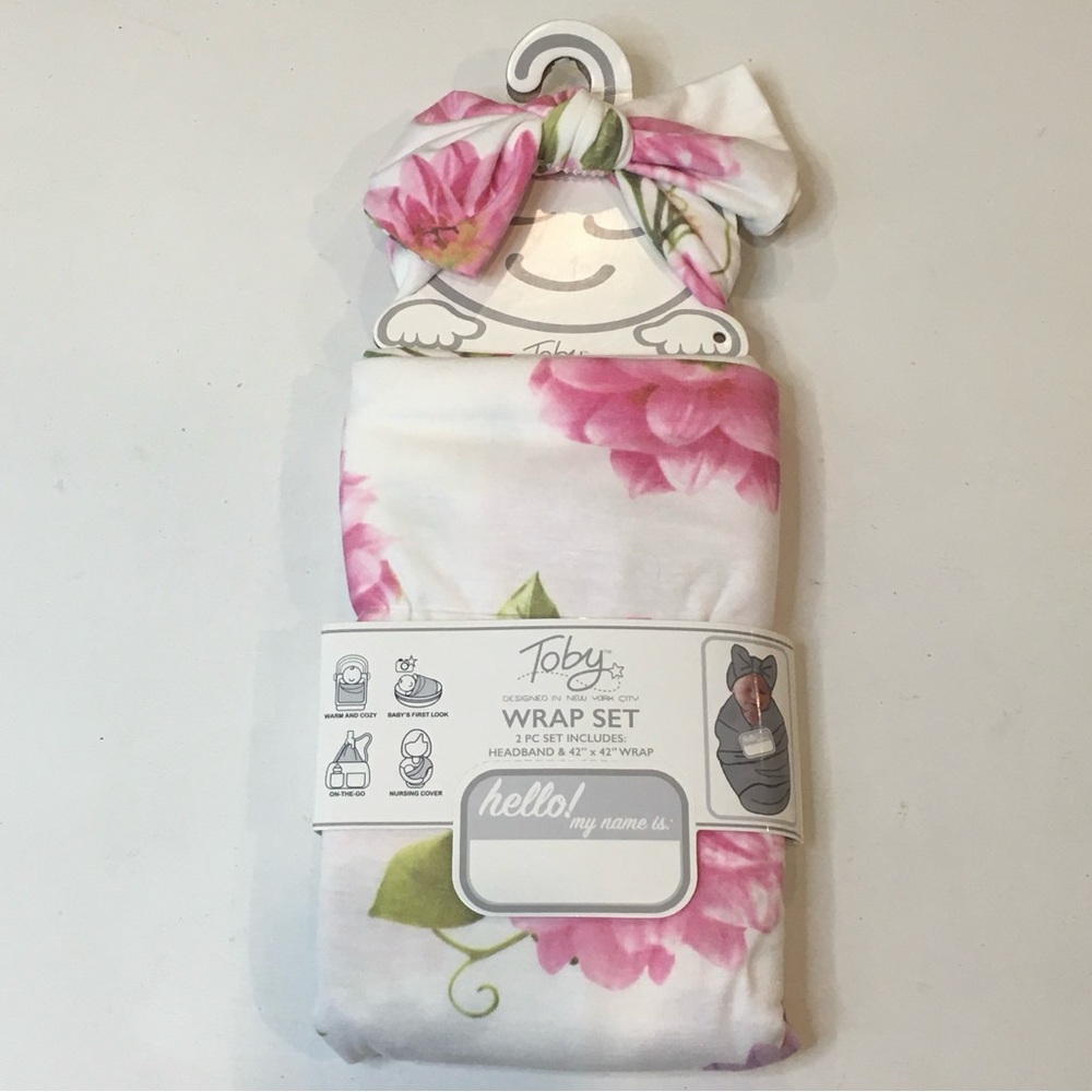 Toby | Floral Baby Wrap & Headband Set